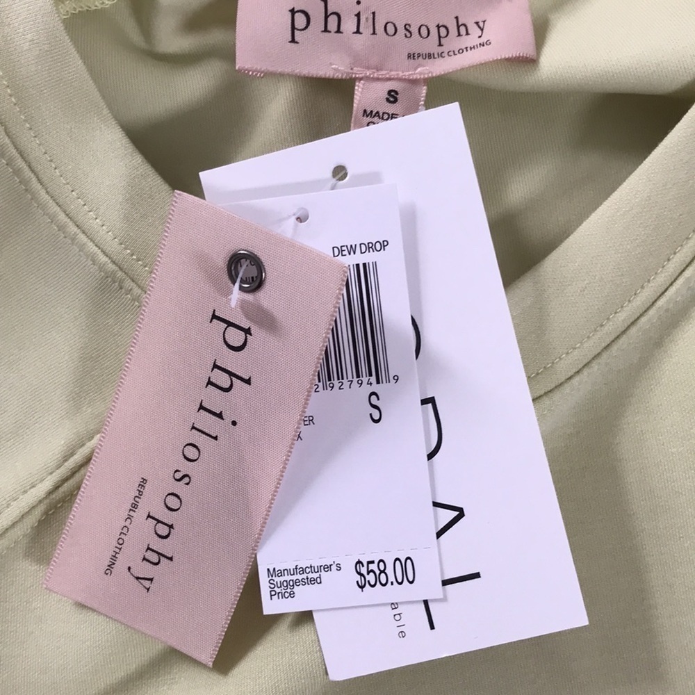 PHILOSOPHY Light Green Short Sleeve Sweater Size Small - Picture 8 of 10
